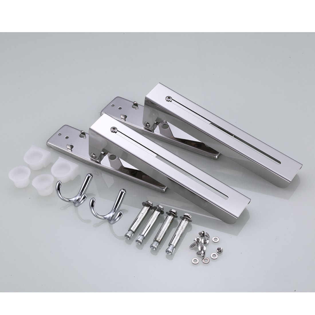 Edelstahl Mikrowellenherd Rack, Retrackable Faltbare Mikrowelle Wall Mounted Ständer Halter Rack Bracket mit zwei Haken