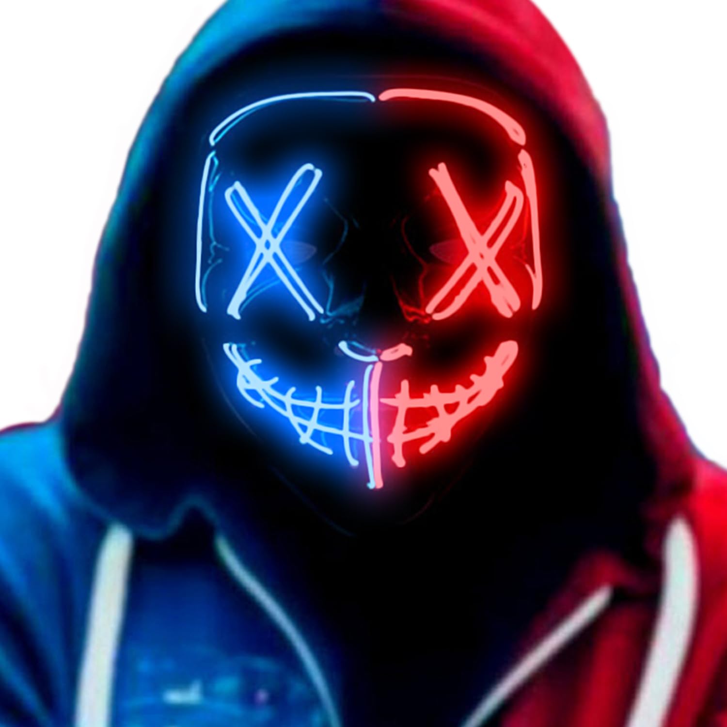 Purge Mask LED Halloween Mask LED Halloween Costume LED Glow Scary Light Up Masks for Adult Men Women Festival Party Carnival Costume Christmas Cosplay Glow in Dark