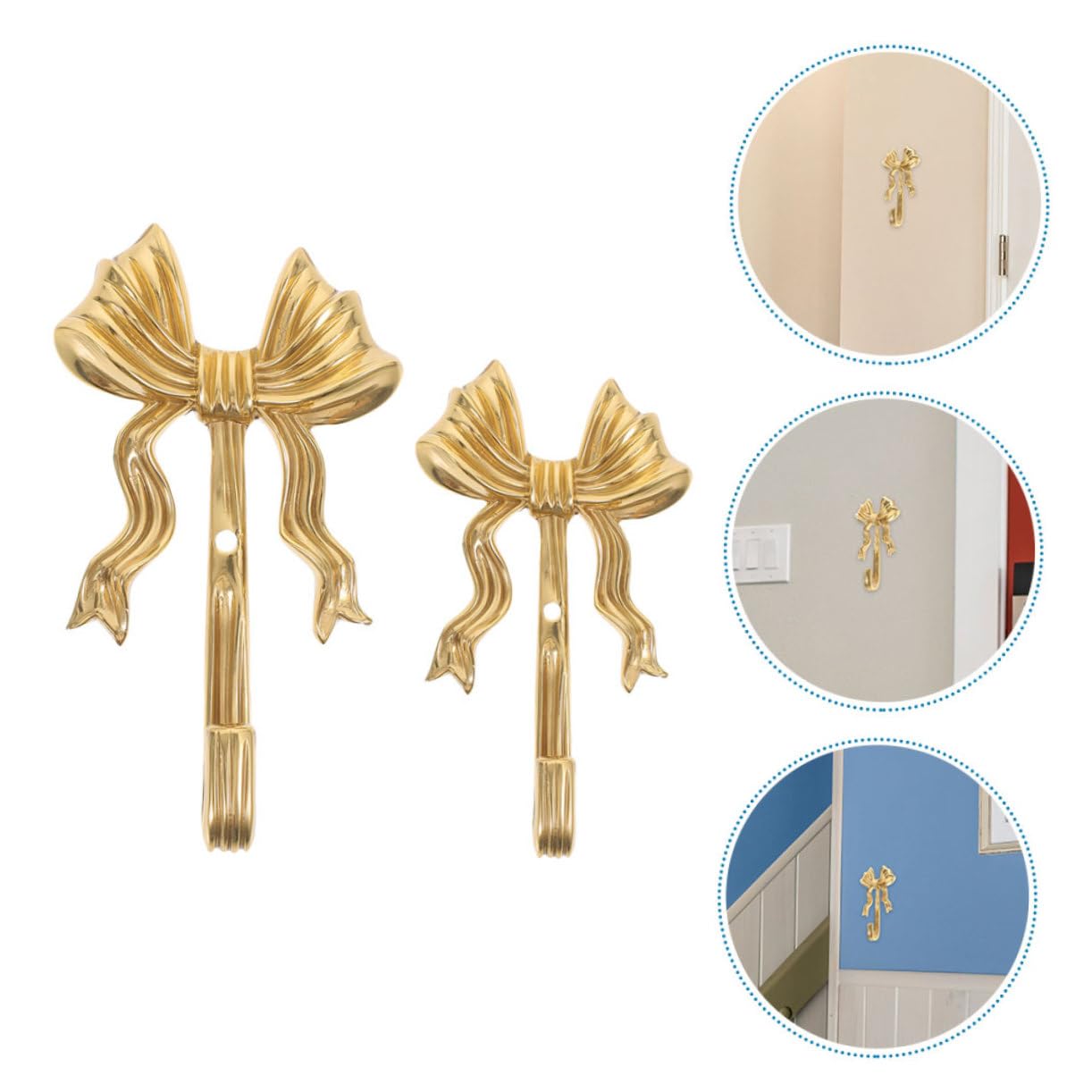 Ganci da Muro Decorativi e Portanti 2 Pezzi in Ottone a Forma di Fiocco Design Elegante e Retrò per Camera da Letto e Ufficio