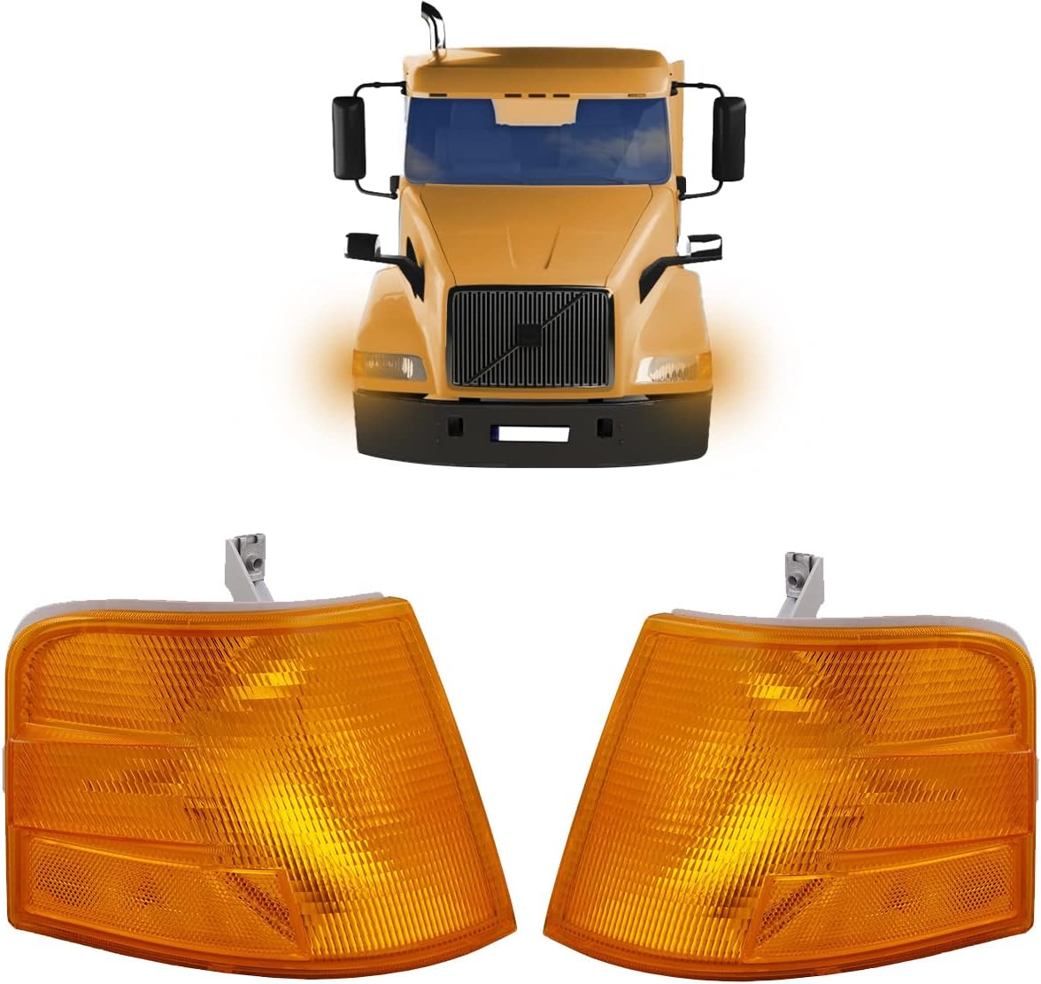 Compatible with Volvo VN VNL VNM Truck Series Turn Signal Lights Side Marker Lights Corner Lights Parking Lights(Passenger&Driver)(OEM: 8080852, 8080853)