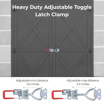 4 Pcs Toggle Latch Clamp, Heavy Duty Adjustable Large Hasp Clamp with 1320 Lbs Holding Capacity, for Smoker, Tool Box, Case and Industrial Equipment, 7.5 in Total Length