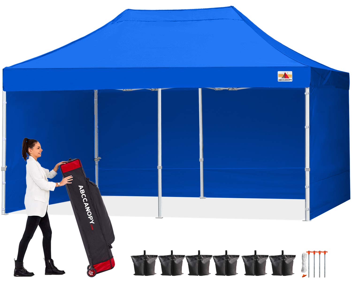 ABCCANOPY Ez Pop Up Canopy Tent with Sidewalls 8X16 Commercial -Series, Royal Blue