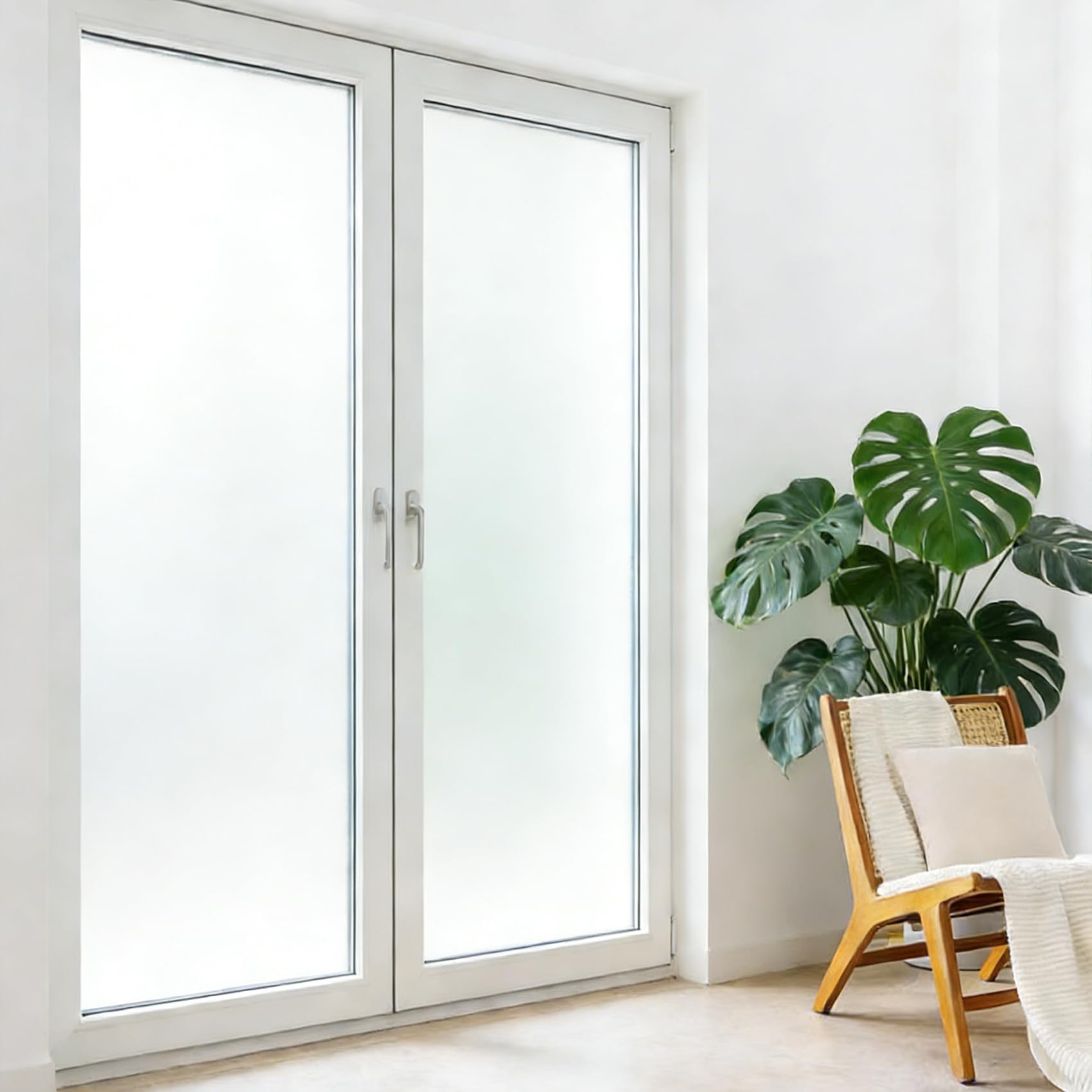 Vinilo Autoadhesivo 110 x 230 cm, Autoadhesiva sin Pegamento, Calcomanías de Adherencia Estática, Vinilo para Cristales Opaca, para Cristal Bano Cocina, Blanco Mate