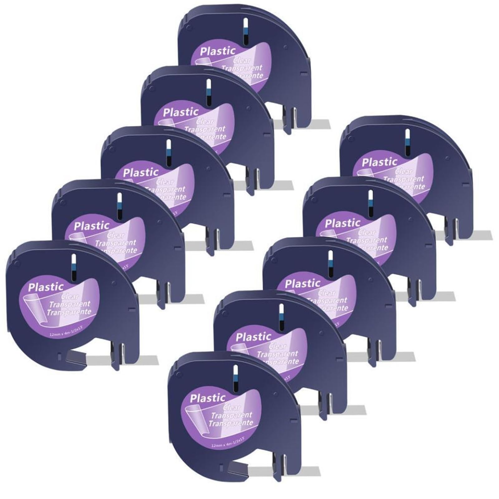 Cintas de Etiquetas Letra Tag de plástico de 12 mm, compatibles con A16952, A16951 y A12267, QX50, 3, 5 o 10 Unidades(10PK Clear-Plastic)