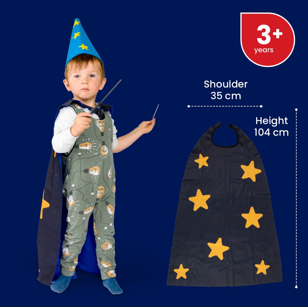 Bigjigs Toys Zauberset, 12-teiliges Kinder-Magie-Set mit Sternumhang & Zylinderhut