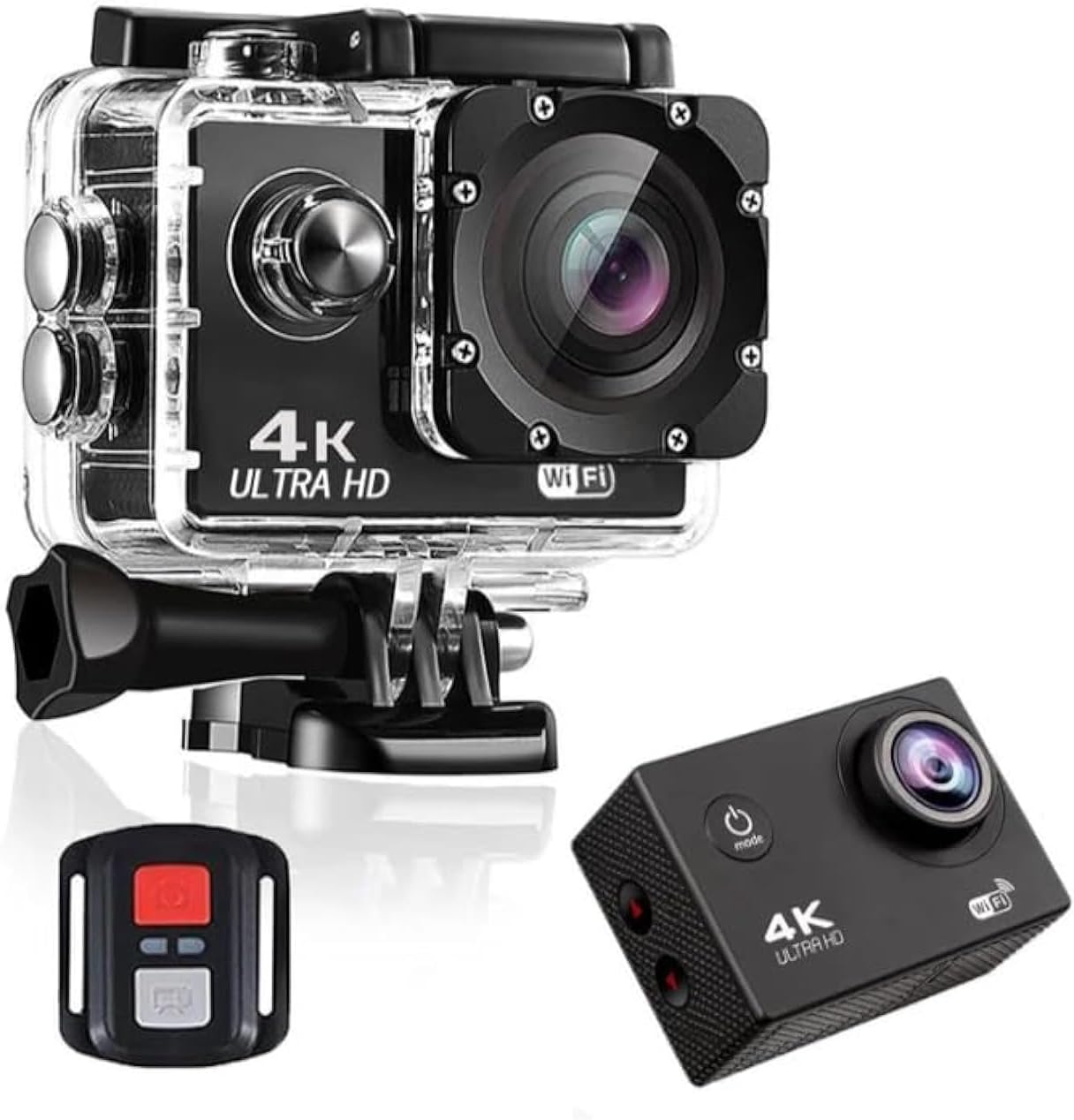 NTECH- 4K action camera 16MP Vision sports camera Ultra HD WiFi Waterproof Camera, 170° HD Wide-angle Lens Underwater cam 2.0” HD screen Video & Multiple Accessories kits [Black]