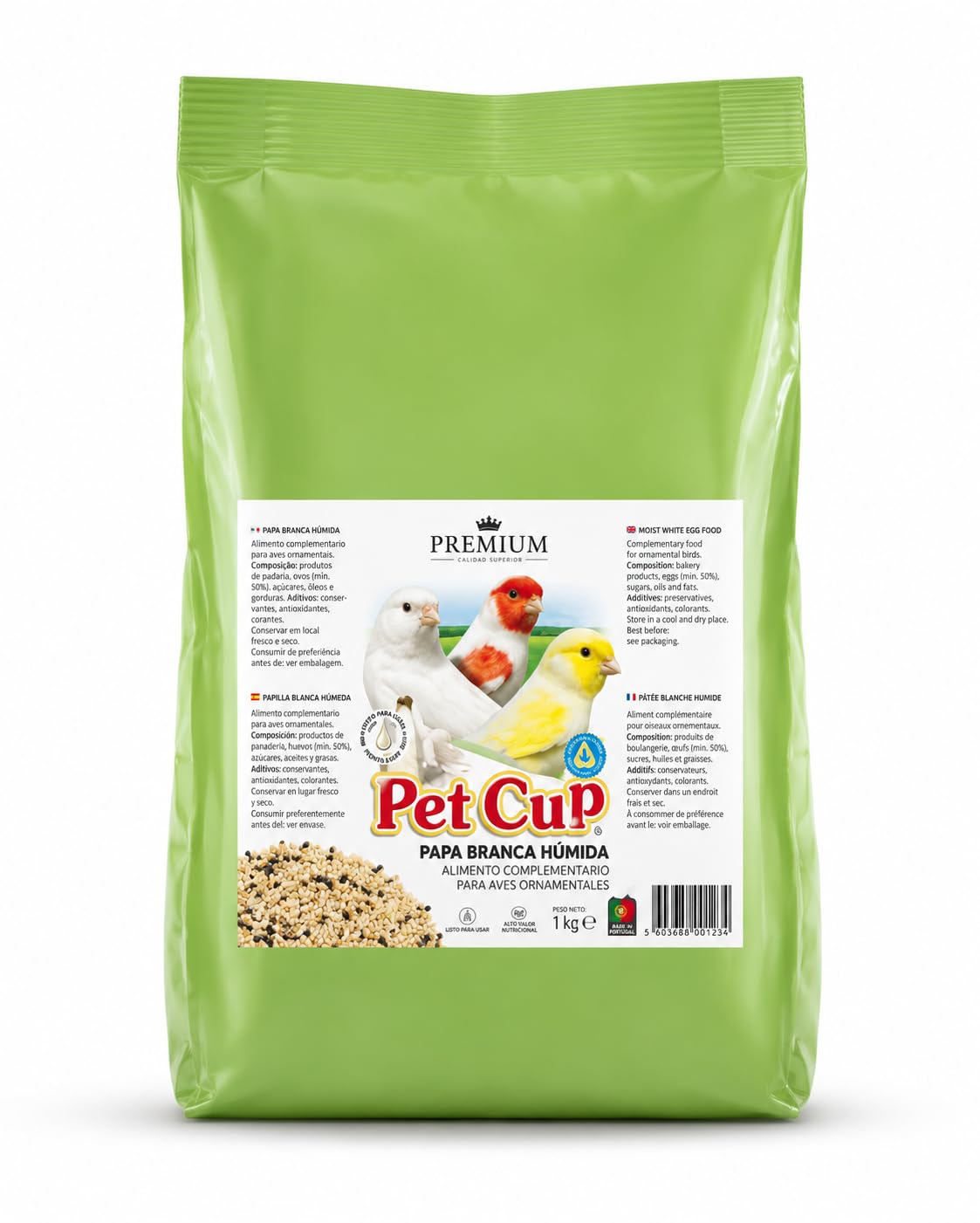 Pet Cup Pasta Blanca Húmeda para Canarios y Aves 10 kg