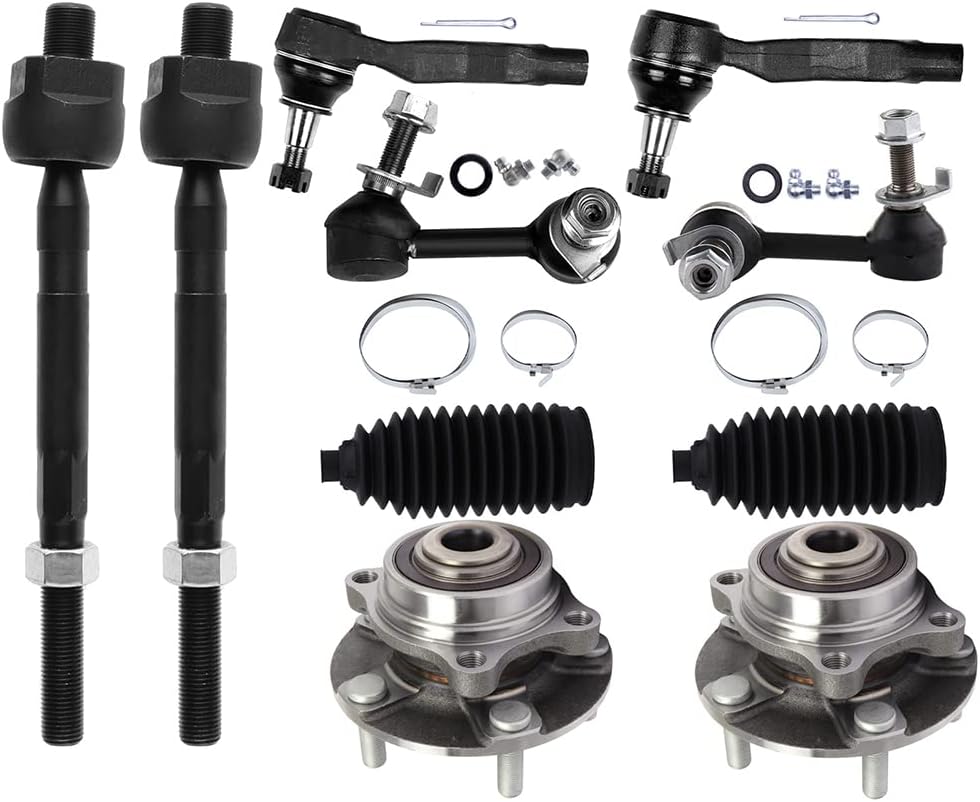 10PCS ASTOU Front Suspension Kit fit 2003-2009 for Nissan 350Z 2003-2007 for INFINITI G35 Sway Bar Links Inner Outer Tie Rod Ends w/Steering Boots Wheel Bearing Hub