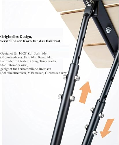 Miniatura 6 de UNISTRENGH Cesta delantera de bicicleta de madera ajustable plegable simple bicicleta delantera alforja cesta delantera portabicicletas Holanda