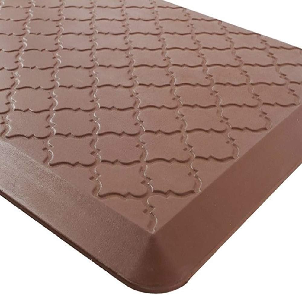 Anti-Fatigue PU Comfort Mat for Kitchen & Office Ergonomically Engineered Pad Cushioned Standing Desk Mats Floor Rugs 48 x 20 inch,Brown