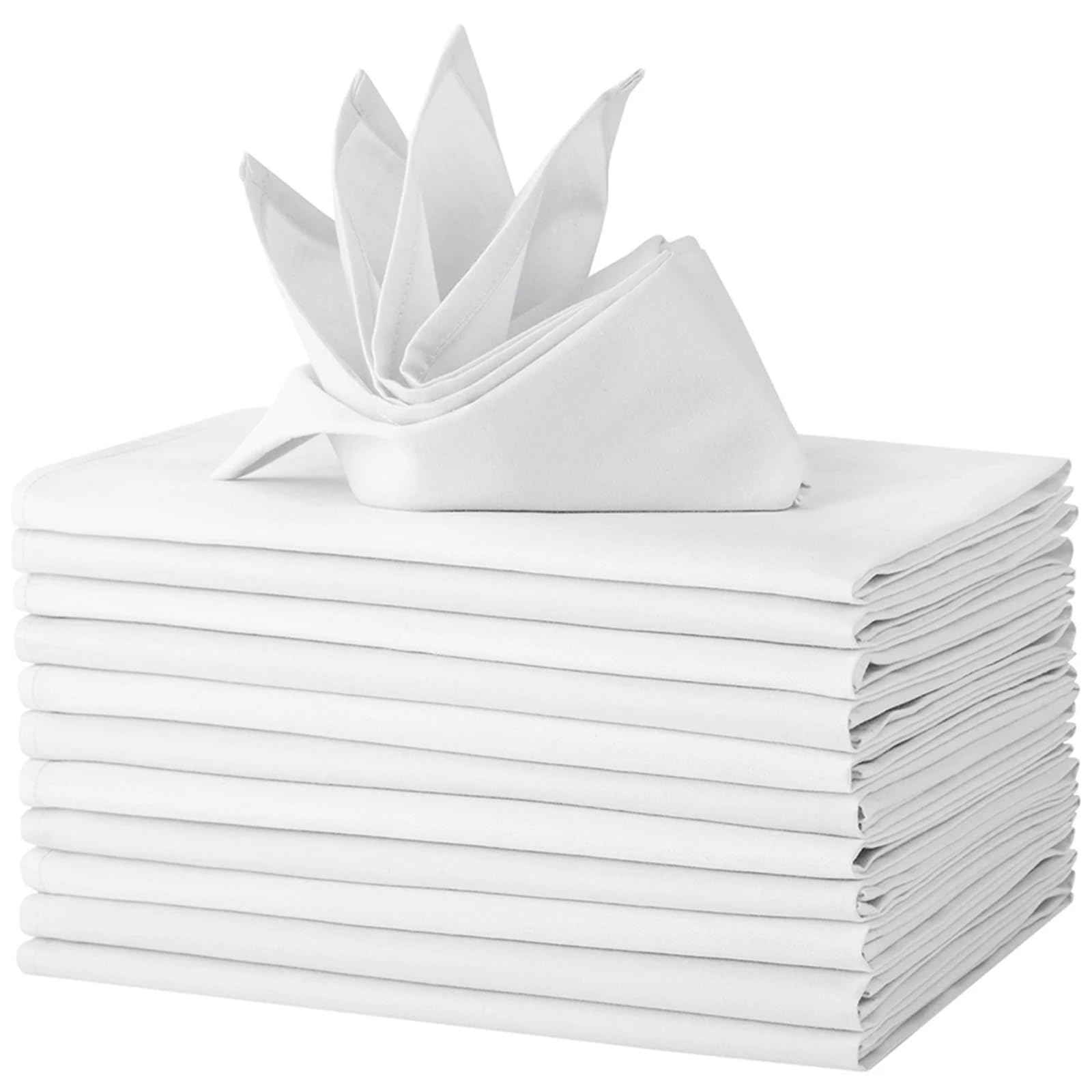 Servilletas de Tela, Servilletas De Tela Algodón Multicolor Paquete 12 46x46 Cm(White)