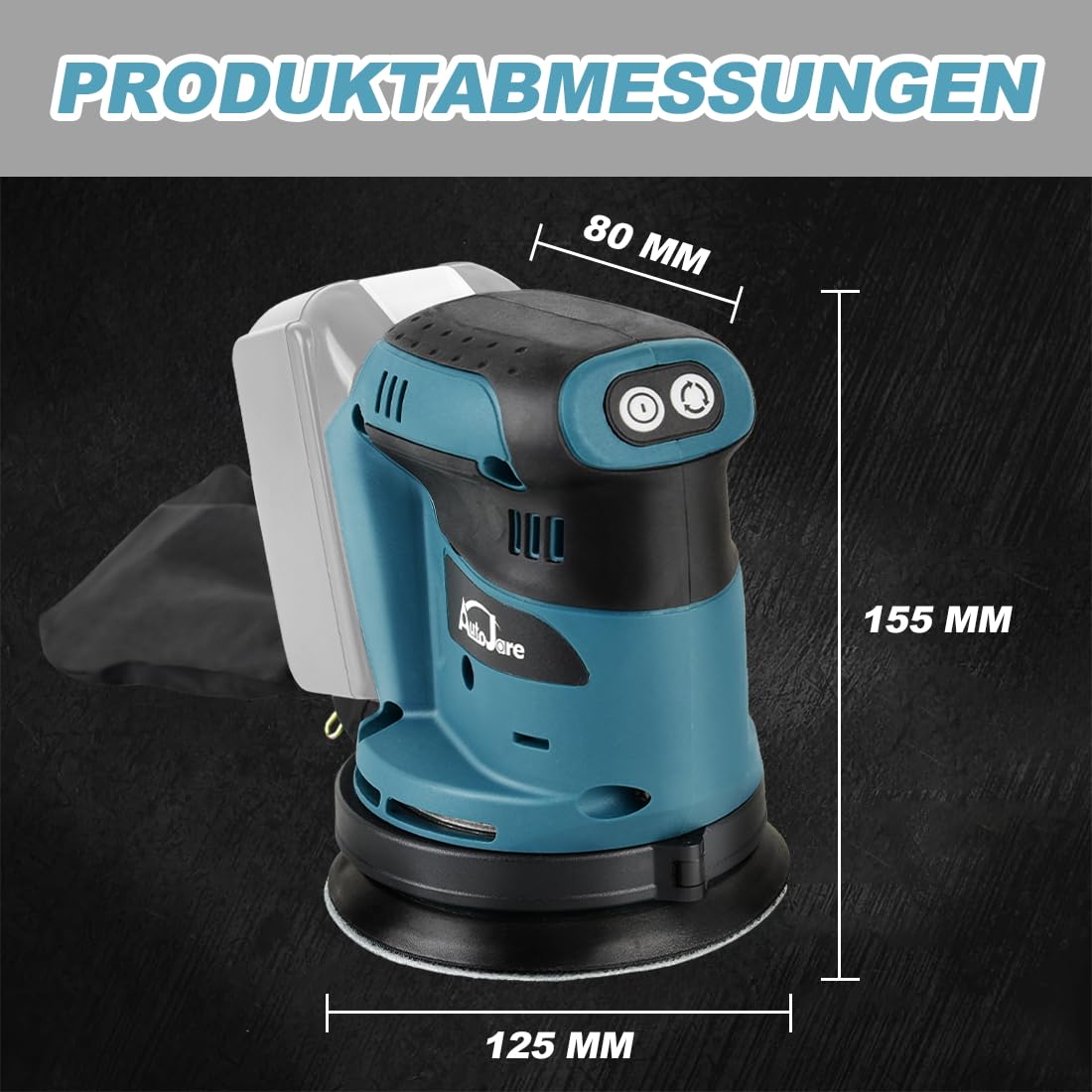 Exzenterschleifer Kompatibel mit Makita 18 V Akku 3 Leistungsstufe Schwingschleifer 125MM Exenterschleifmaschine zum Schleifen, Polieren, Oberflächen glätten (ohne Akku)