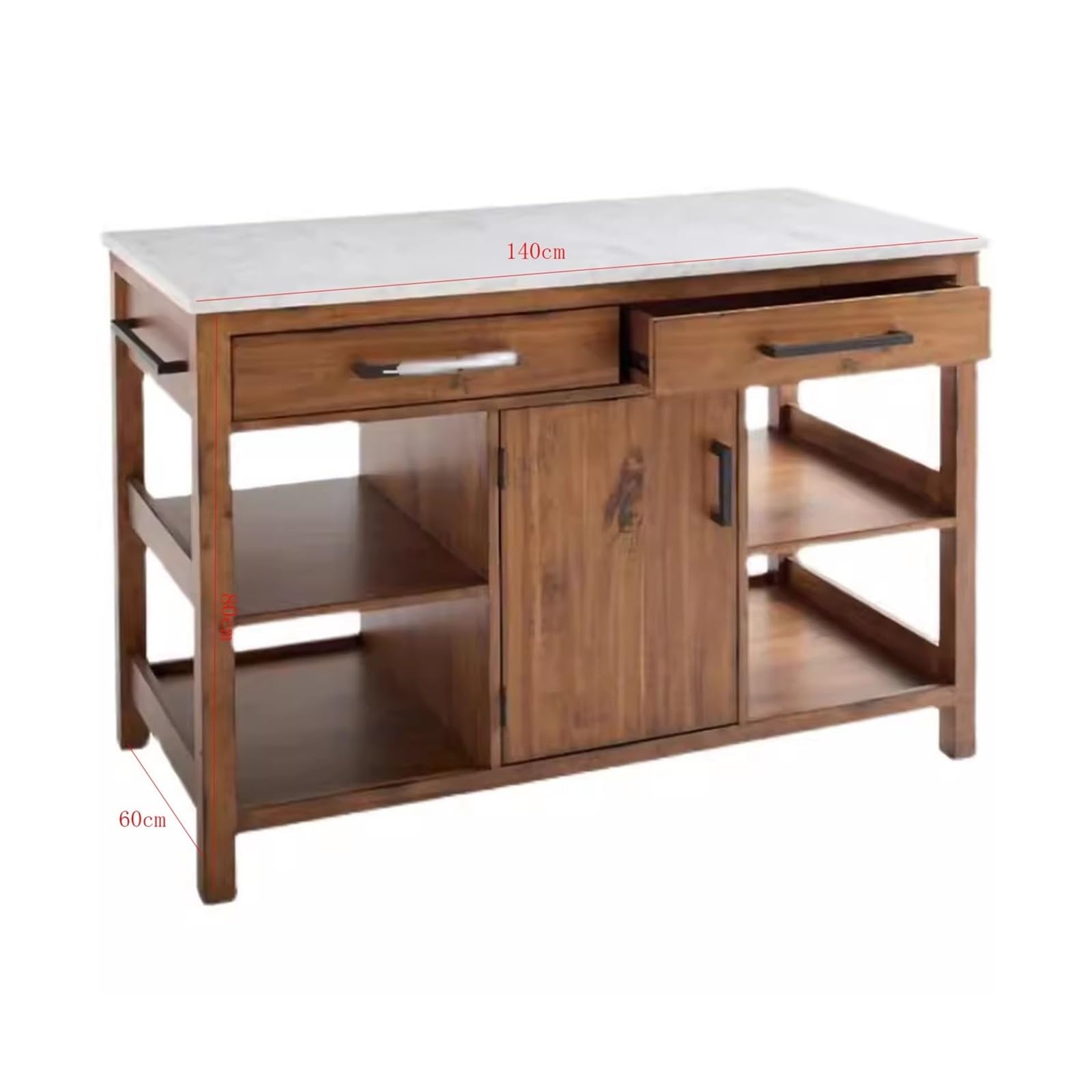 Mueble aparador Mesa de Isla Cocina, Mesa móvil, Armario Retro Abierto, y aparador Mesa de Centro Consola