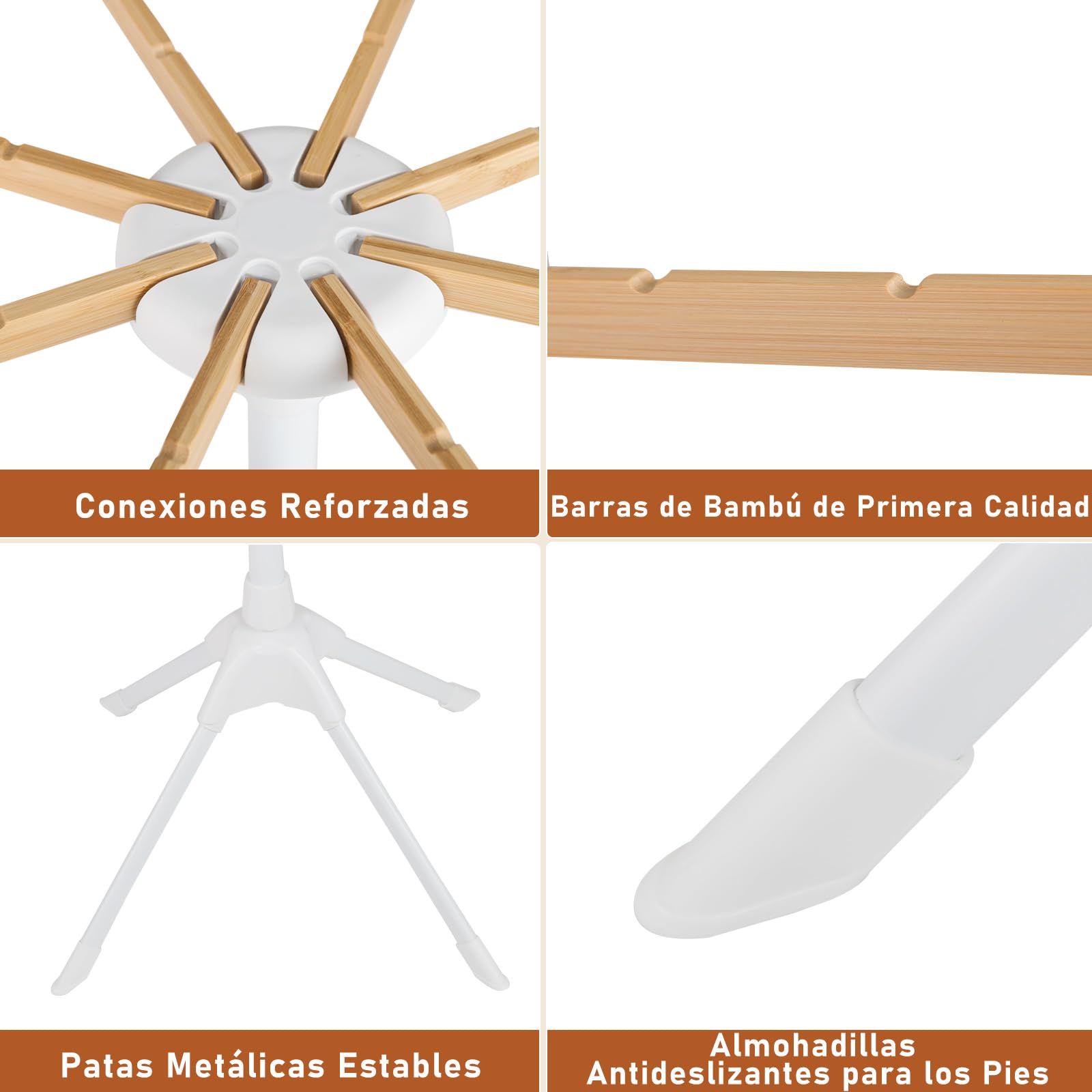 GOPLUS Tendedero Plegable, Tendedero con 8 Barras Extraíbles y 40 Ranuras para Colgar, Soporte para Secar Ropa con Patas Antideslizantes, Perchero de Pie que Ahorra Espacio