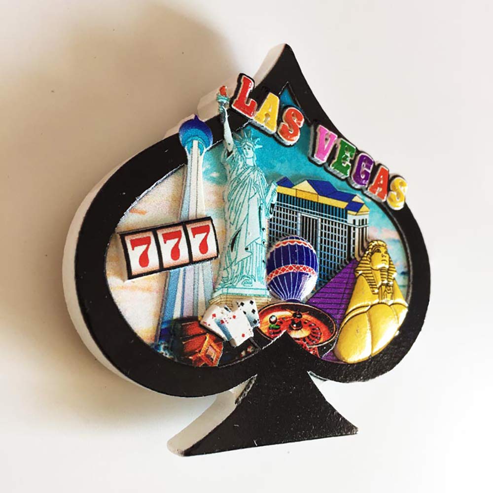 Magnete Frigorifero 3D Las Vegas USA - Souvenir A Forma Di Carte Da Gioco Con Spade, In Resina, 7x7 Cm