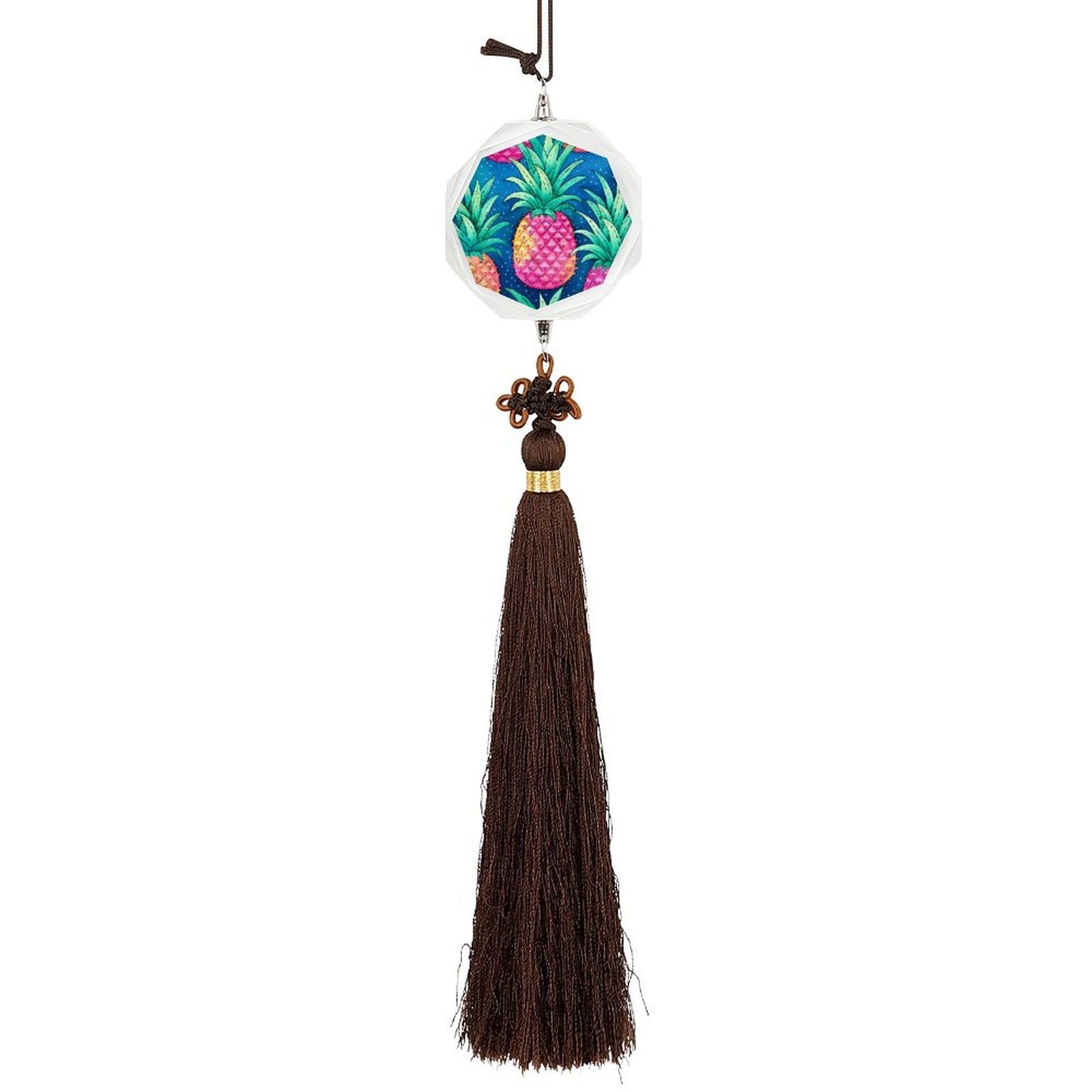 Crystal Auto Pendant Charms Hexagon Crystal Car Rear View Mirror Charms Colorful Pineapple Pattern Auto Hanging Interior Ornament Pendant Car Interior Accessories for Women Men CarCharms Decor