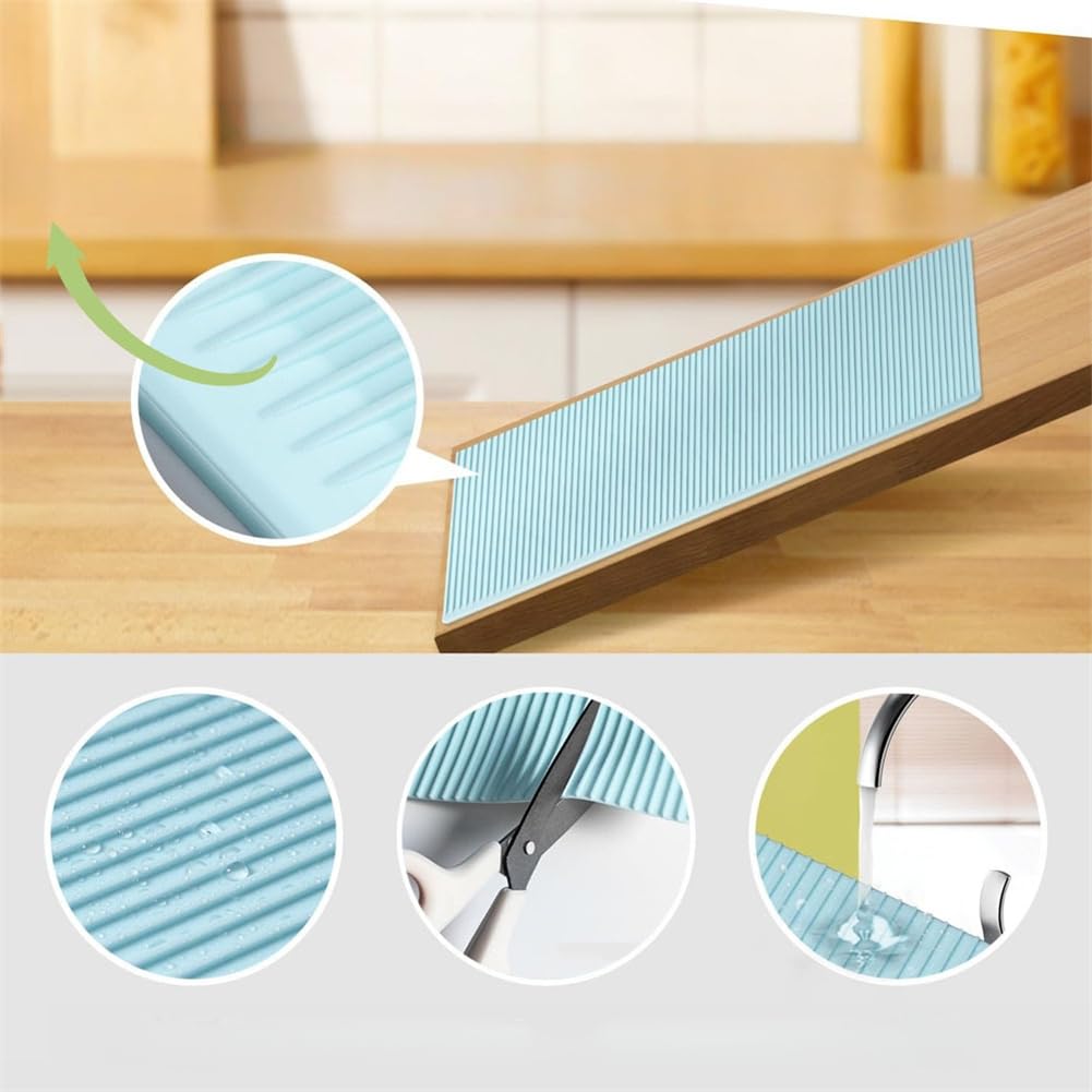 Confezione da 4 tappetini in silicone per mensole 45 x 30 cm, antiscivolo, per cassetti, armadi, tavoli, riutilizzabili, impermeabili, per armadi del frigorifero, (verde)
