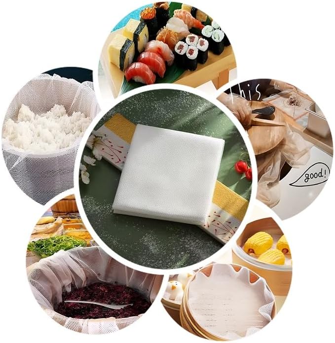 Miniatura 6 de Red de arroz, red de cocción de 45.3 x 39.4 pulgadas para arroz de sushi, cocina comercial y uso doméstico, red de cocción antiadherente perforada