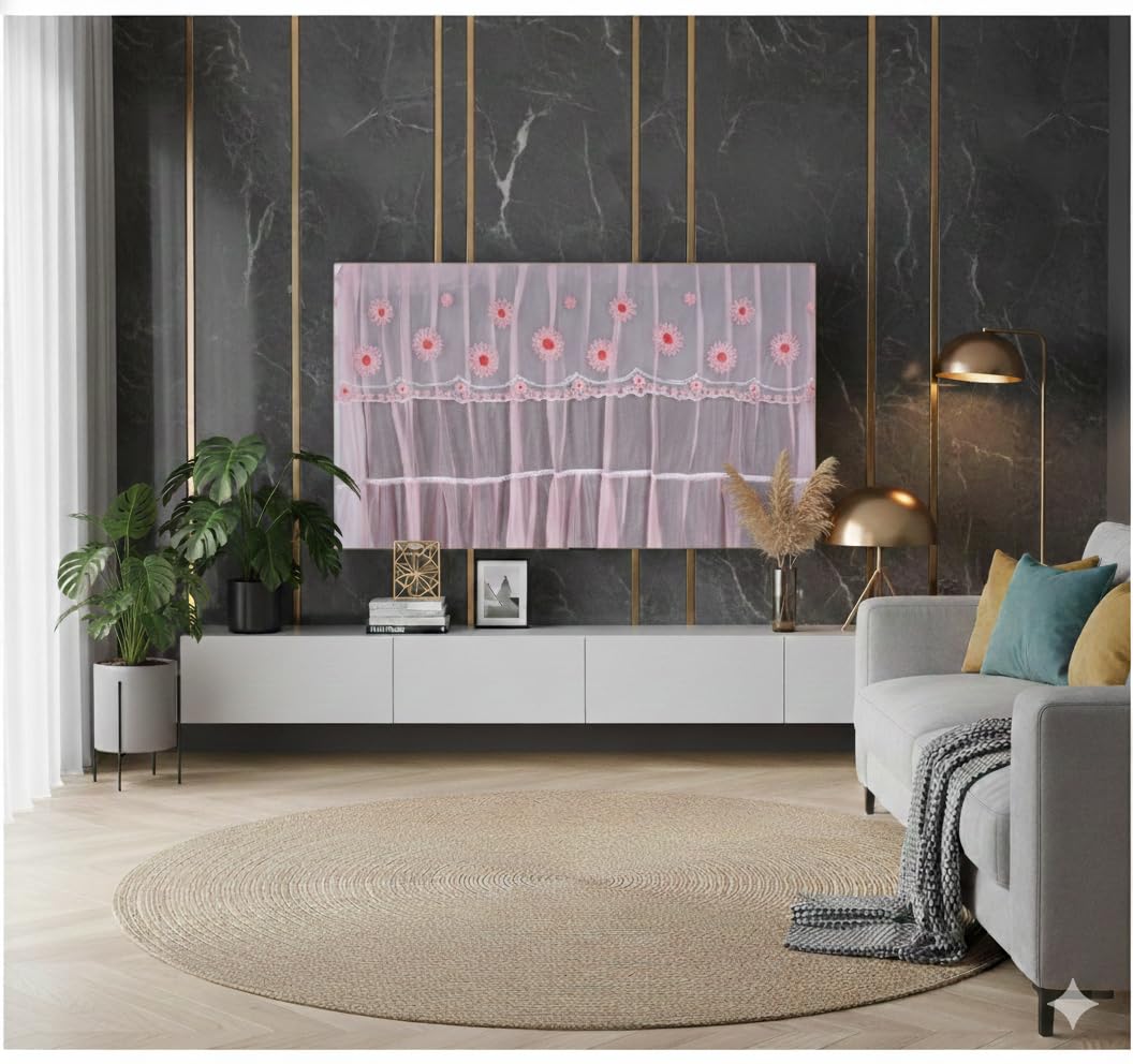 All Model TV Cover Colourful Dustproof Full Screen Protector For LCD LED, Indoor Bedroom Living Room Decoration Dust Cover For Televisions Household Hanging Net Clothing (Pink, 50 To 55)-image-36
