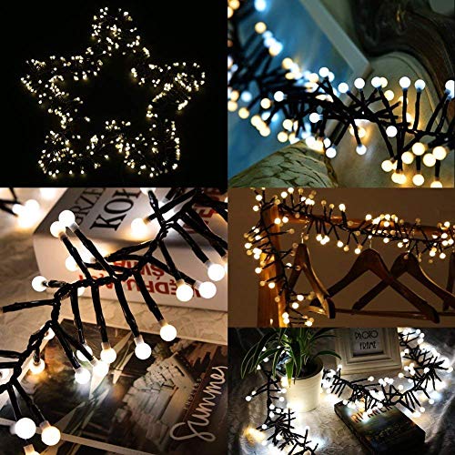 Quntis 400 LED 13FT Cluster Christmas String Lights Plug in, Blue &Yellow Globe Christmas Light Decoration for Indoor Outdoor Xmas Tree Bedroom Wedding Party (8 Twinkle Mode, Connectable, Waterproof) - Thumbnail 4
