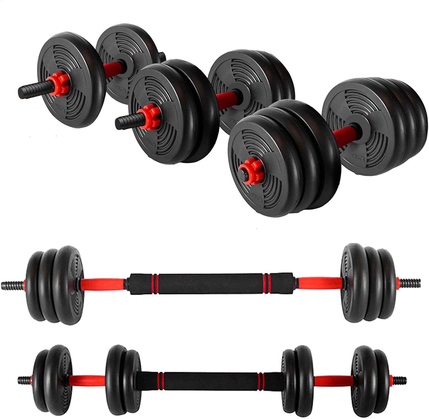 Home Weight Set, 4-in-1 Bells 44 Lbs/66Lbs Weights Set, Dumbbell, bell, Kettlebell, Pushup, Multifunctional Home Gym Equipment for Strength Training