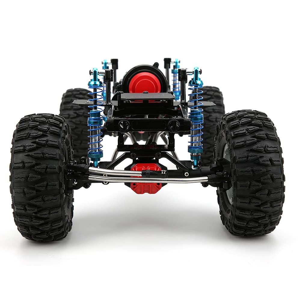 Zestaw metalowego podwozia samochodu SCX10 II RC |Aluminiowy zderzak CNC i rama z włókna węglowego |4 gumowe opony z metalowymi kołami |Skrzynia biegów biegu wstecznego do pojazdu (Red Black)