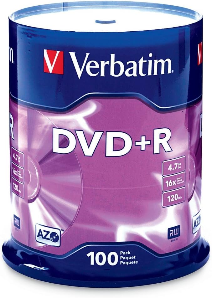 Verbatim 4.7GB up to 16x Recordable Disc DVD+R 100-Disc Spindle FFP 97459