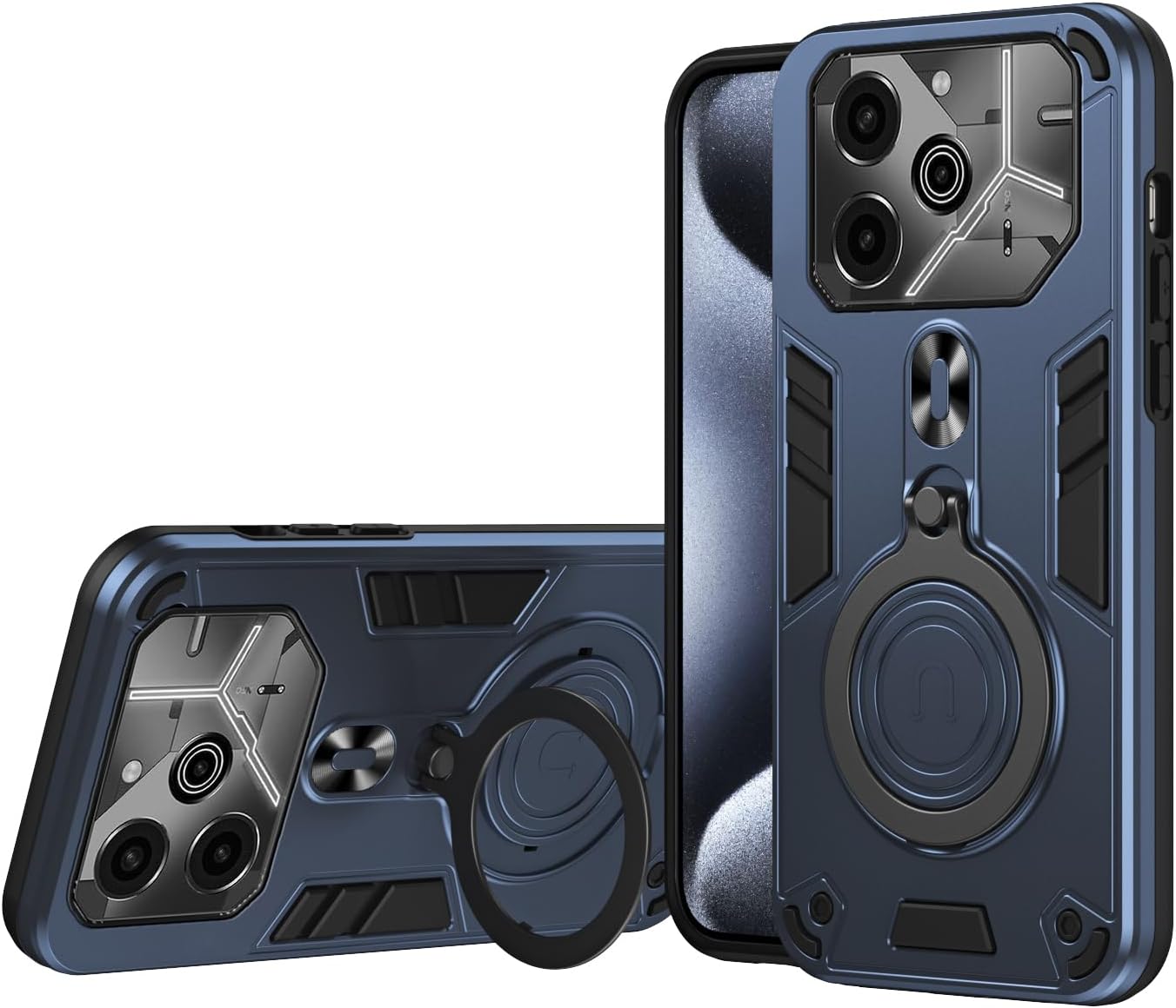 Drop Protection Case Compatible with Tecno Pova 6,Magnetic Kickstand Cover Compatible with Tecno Pova 6 Pro 5G LI9 Case Blue