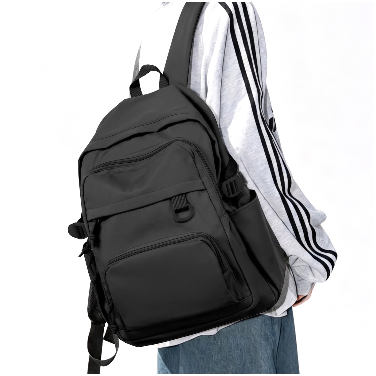 sikazan Schulrucksack Teenager Mädchen Jungen Groß Schulrucksack Damen Schwarz Rucksack Uni Herren Schultasche Wasserdicht School Backpack Womens Arbeitsrucksack Mit Vielen Fächern