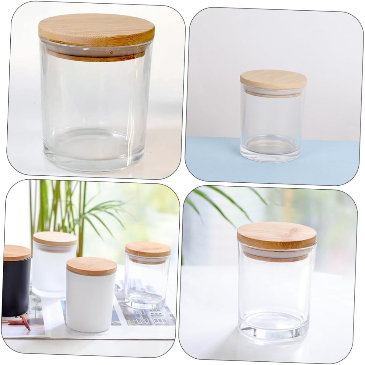 Gadpiparty 5 Sets of Glass Candle Jars with Lids for DIY Scented Candles for Aromatherapy and Special Occasions