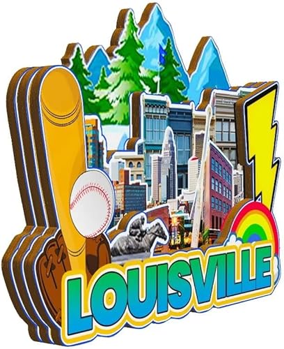 Miniatura 2 de Louisville Kentucky USA Imán de nevera imán de madera 3D monumentos de viaje coleccionables, recuerdos, decoración hecha a mano -2346