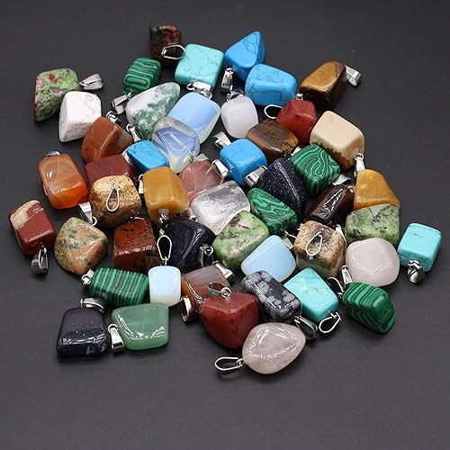 Miniatura 6 de LE SKY 20 dijes de piedra natural, irregulares aleatorios, de cristal curativo, ágata para hacer joyas, collares, accesorios de meditación, Piedra