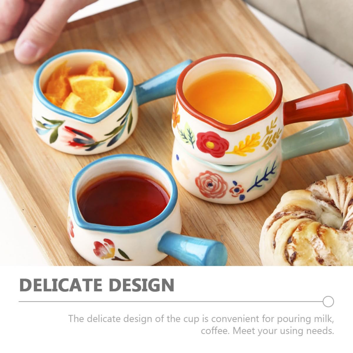 SHINEOFI Jarras de Cerámica Diseño Práctico y Elegante con Asa Juego de 6 para Servir Leche y Café 50ml para Fiestas y Restaurantes