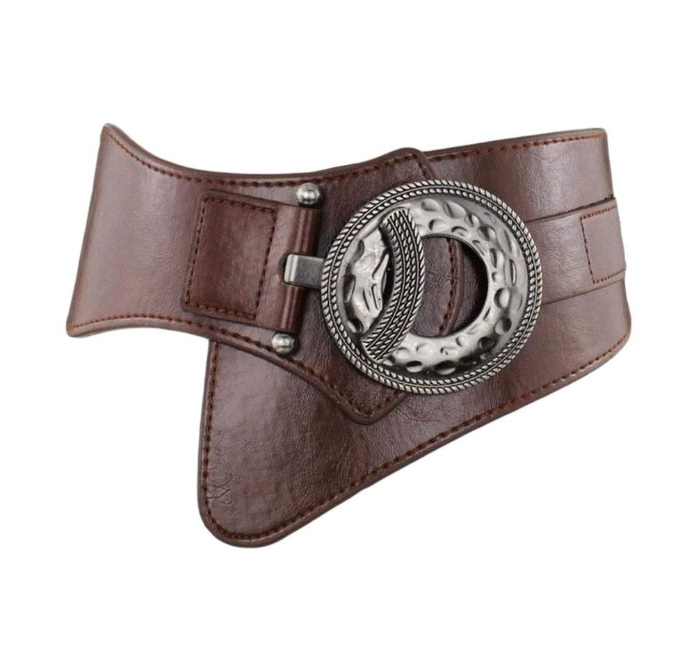 Oyccen Women's Retro Elastic Wide Belt Stretchy Waistband Ladies Dress Decoration Belts (Coffee)