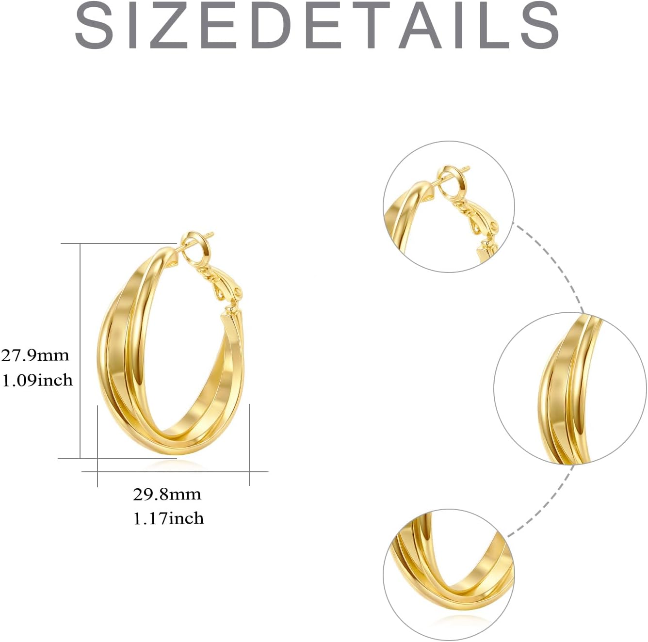 14K Gold Hoop Earrings Statement Chunky Hoop Earrings Gold Hoops Hypoallergenic Trendy Jewelry Valentine's Day Gifts for Women - Image 2