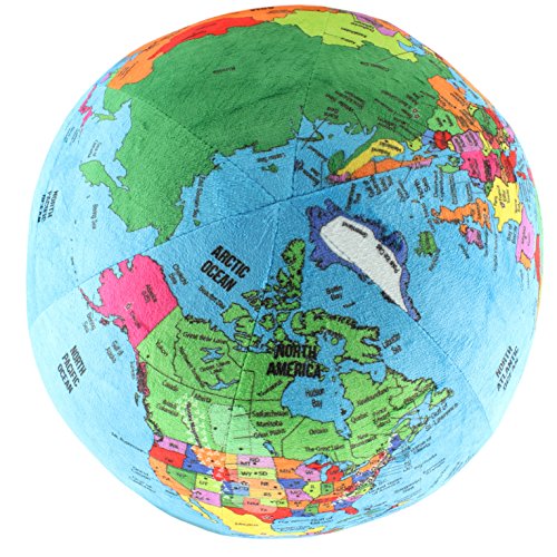 Attatoy Love-The-Earth Plush Planet Globe; 13" Educational World Stuffed Toy with Geo-Political Markings