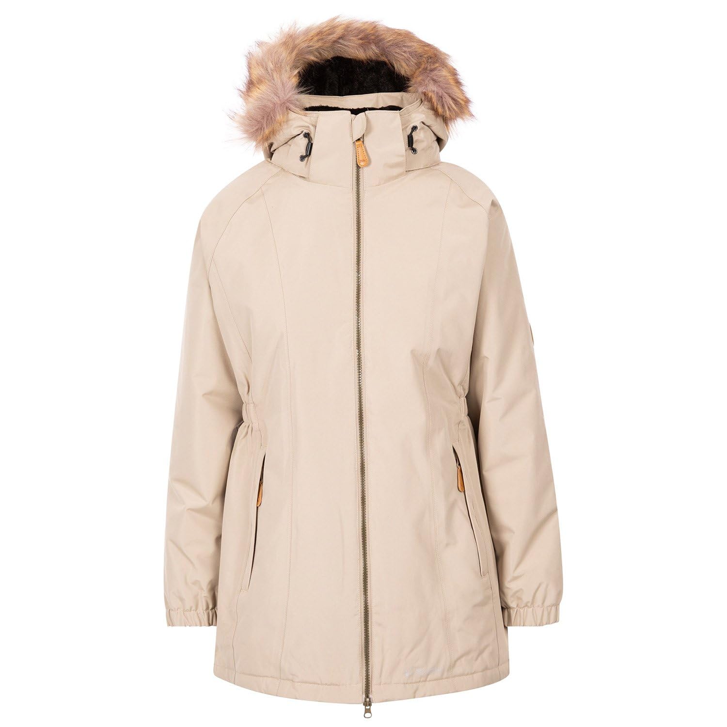 Trespass Women's Beige Fleece Lined Parka Jacket Celebrity