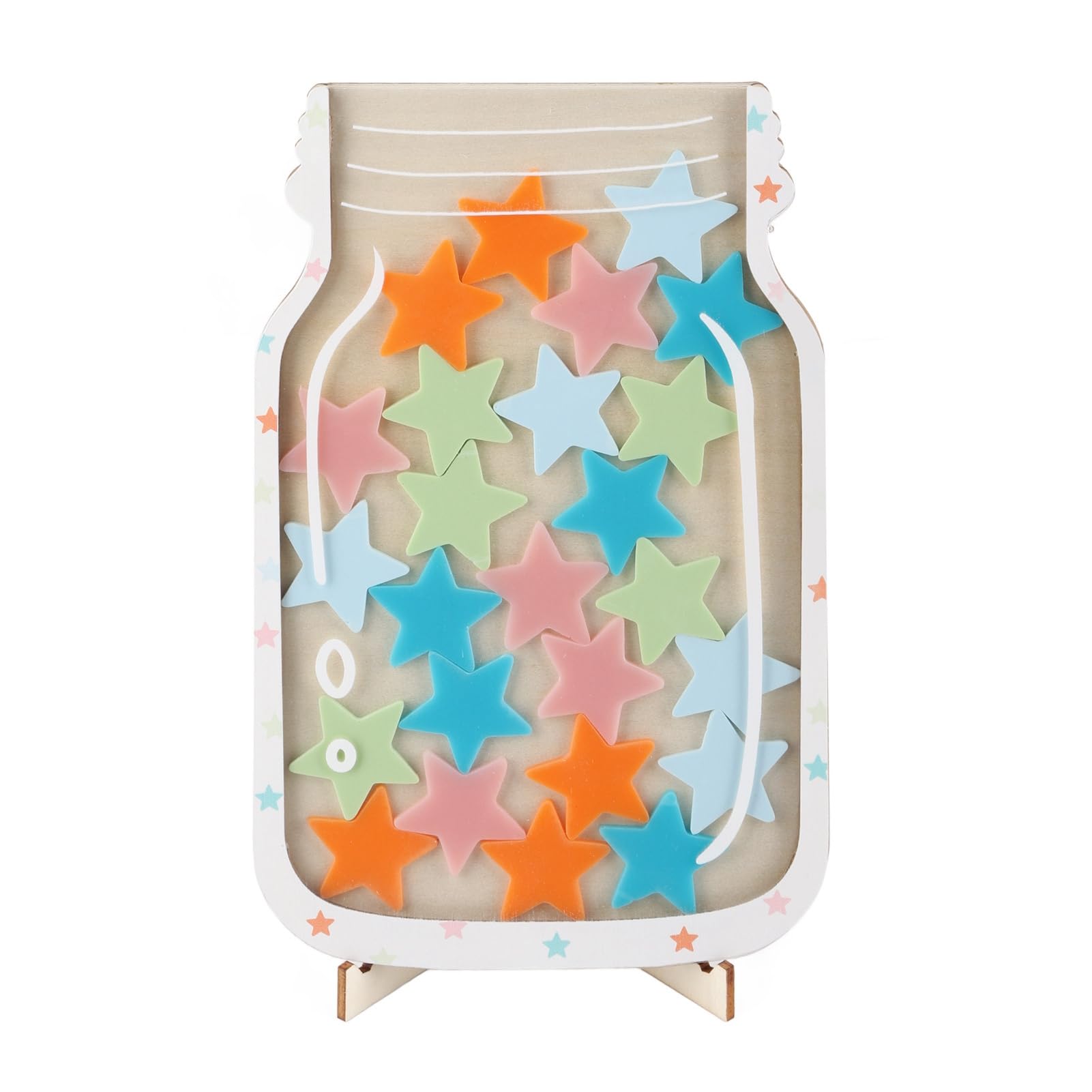 Tuwei Star Reward Jars, Multicolored Star Plastic Jars, 16 Ounces, Screw Cap, Classroom or Home Reward Jar System
