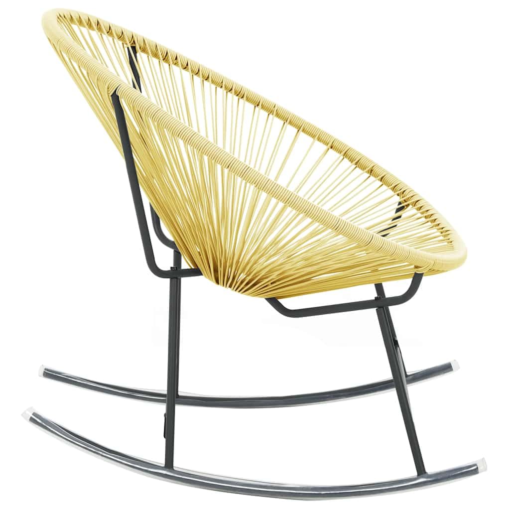 Silla de jardín Acapulco Beige ratán sintético con Estructura de Acero Resistente para terraza Patio Exterior Piscina balcón Camping y Porche, cómoda Mecedora Asiento Durable