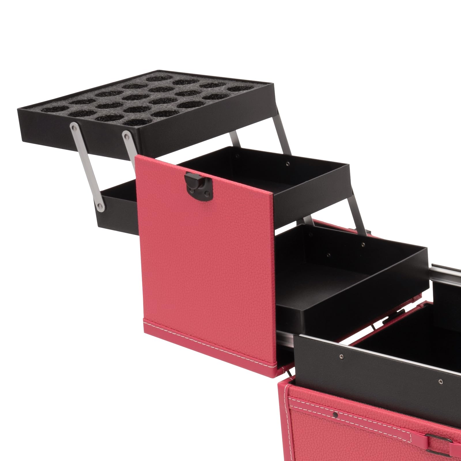 Kosmetikkoffer Trolley, Kosmetikkoffer Schminkkoffer mit 4 Rollen, Abschließbar Friseurkoffer Rollkoffer, bis zu 50kg, Friseurwerkzeug-Organizer für Haarschneiden, Make-up, Friseure (Rose)