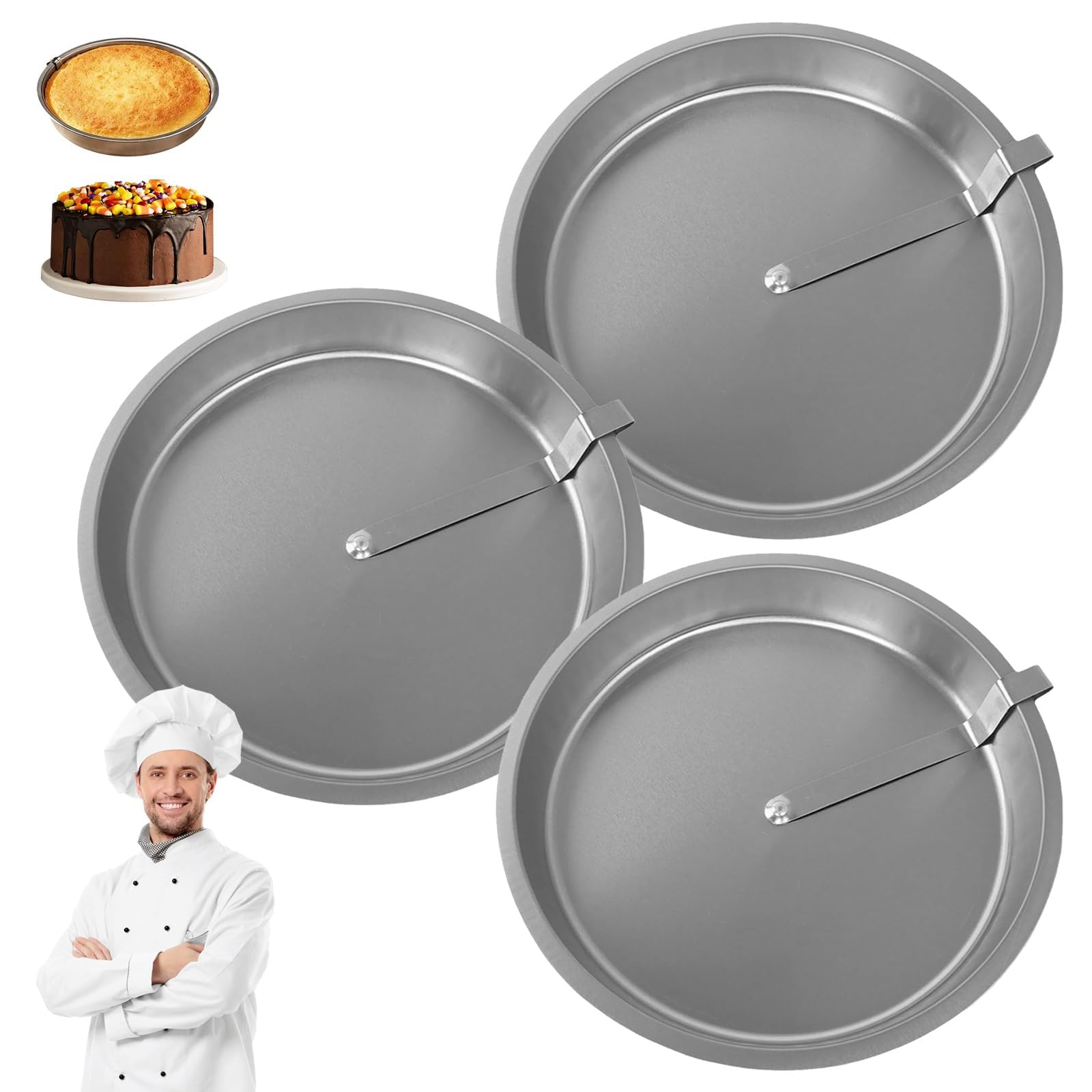 Nieprzywierająca forma do ciasta z dźwignią, okrągła forma do pieczenia 22 cm, aluminiowa forma do ciasta z obrotowym ostrzem 360 do łatwego wyjmowania, zestaw 2 szt