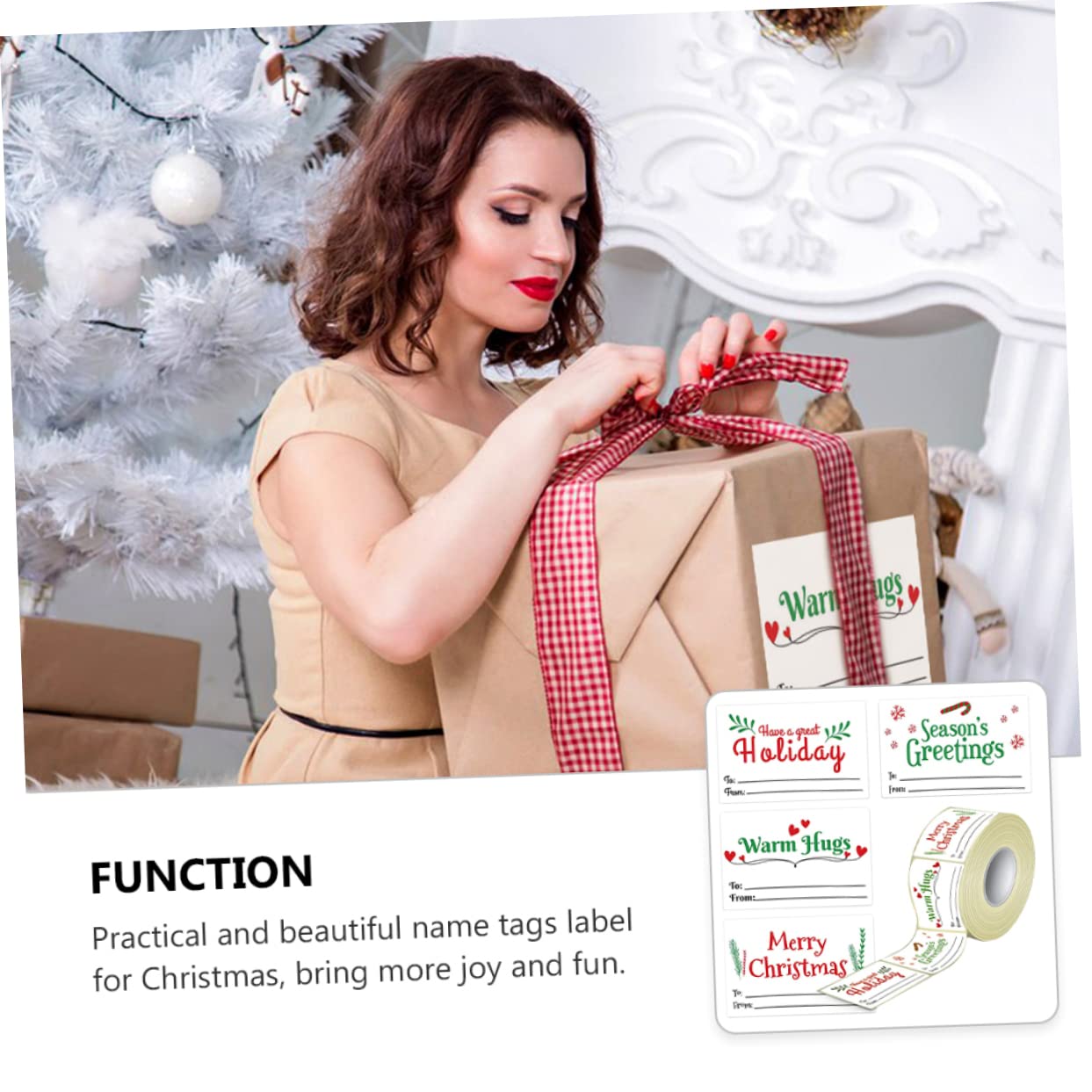 NUOBESTY 3 Rollen Selbstklebende Geschenkanhänger Namensschilder Für Weihnachten Aufkleber-etiketten Frohe Weihnachten-aufkleber Weihnachtsaufkleber Für Karten Urlaub Fenster Haftet Papier