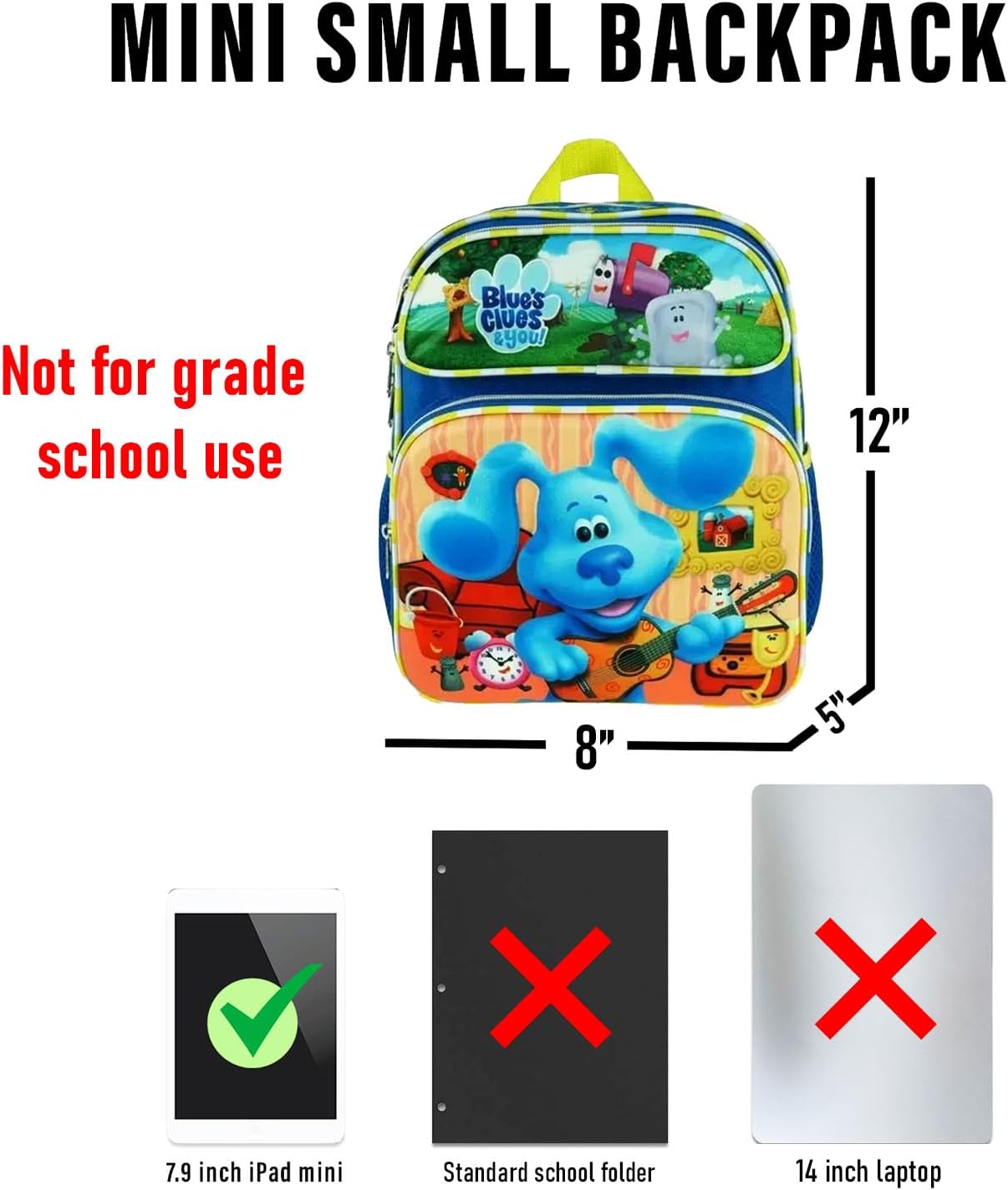 Blue's Clues Mini Backpack for Kids - 12" Small Bag for Boys and Girls | Blue's Clues School Backpack for Kids, Toddlers