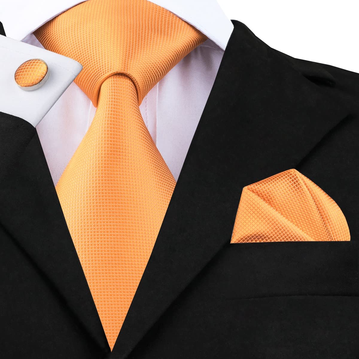 Corbata de Boda de Seda a Rayas para Hombre, Corbata para Hombre, Conjunto de Gemelos y pañuelo, Fiesta de Negocios