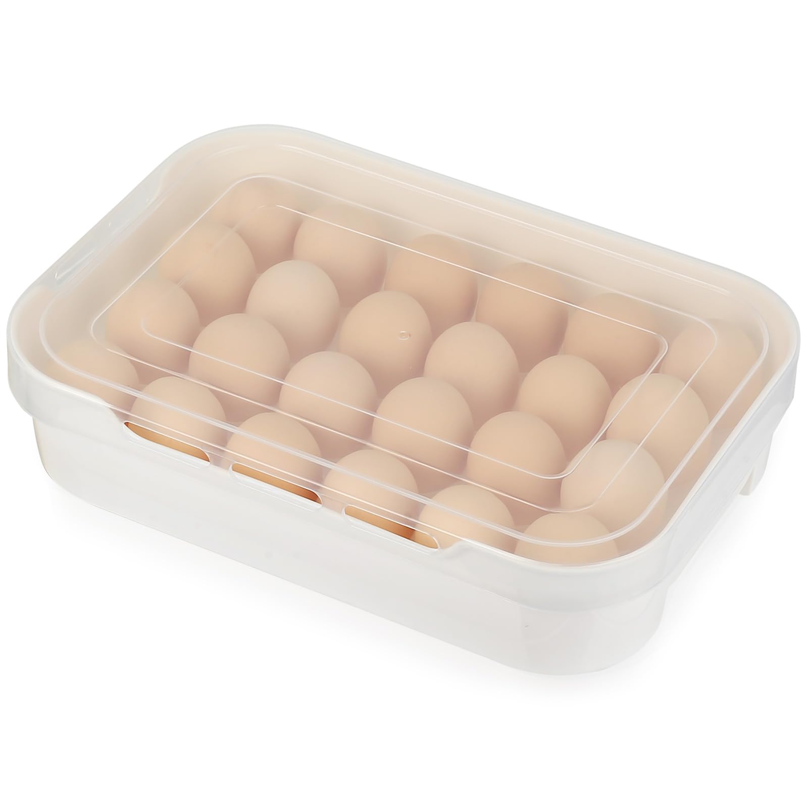 1 PcsEgg Trays Holds 24 Eggs, Transparent Plastic Egg Storage Container for Fridge, Rectangular Egg Holder Fridge, Eggs Boxes for Kitchen Counter Countertop, Freezer Safe