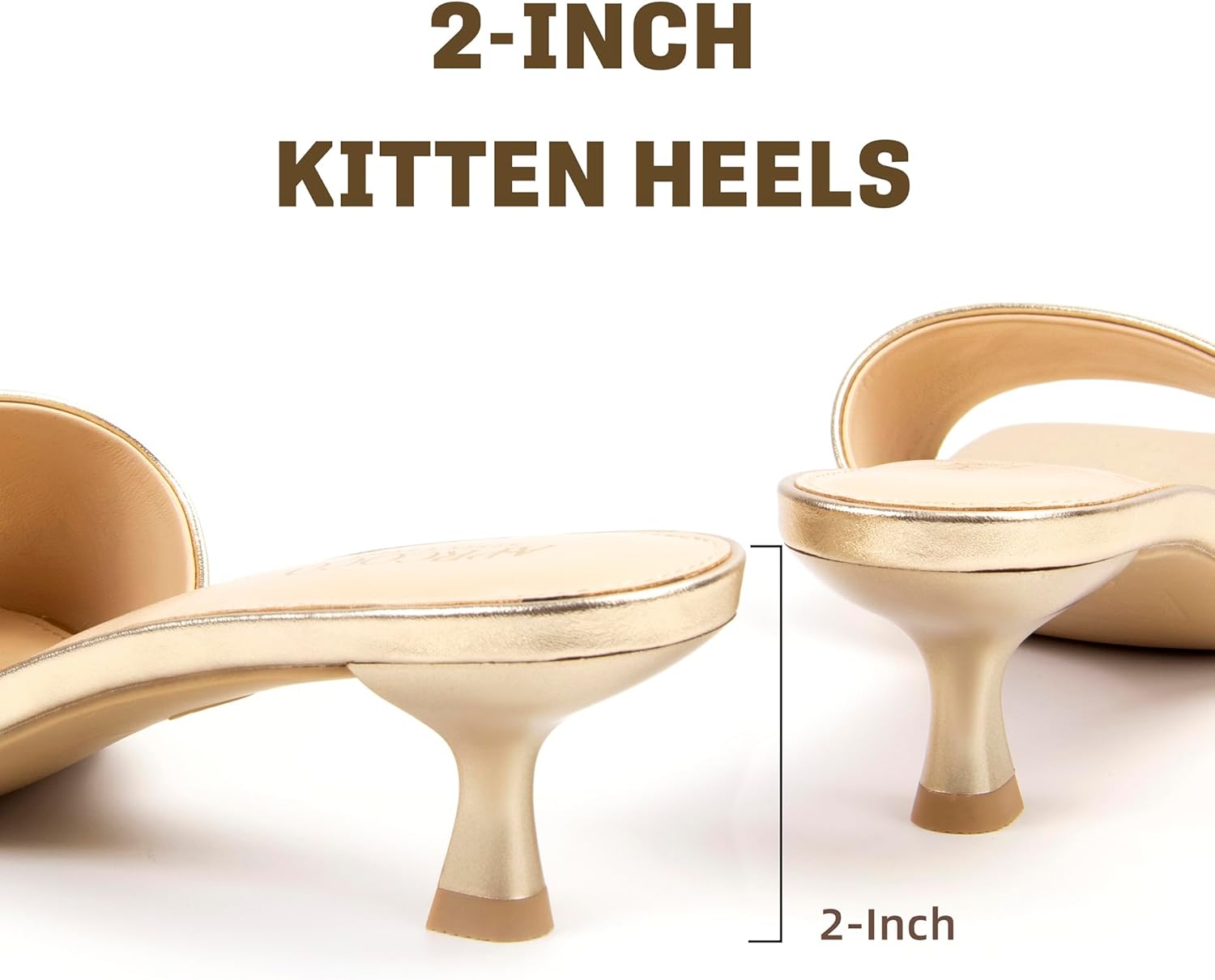 Women Kitten Heels Sandals Low Heels Square Open Toe One Band Slip-On Heeled Mules Comfortable Dressy Vacation Sandals - Image 3