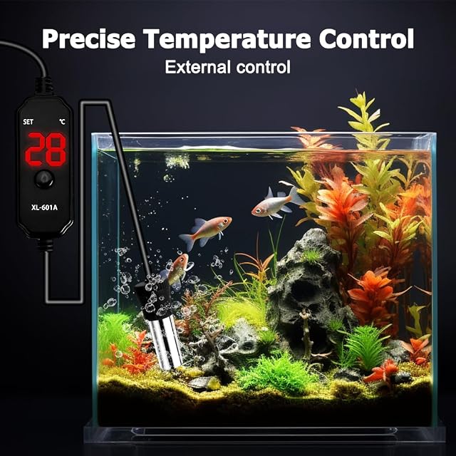 Foto 3 de 7 de DONGKER Calentador de agua sumergible para acuario, 17 ℃ -34 ℃ Calentador de cristal sumergible