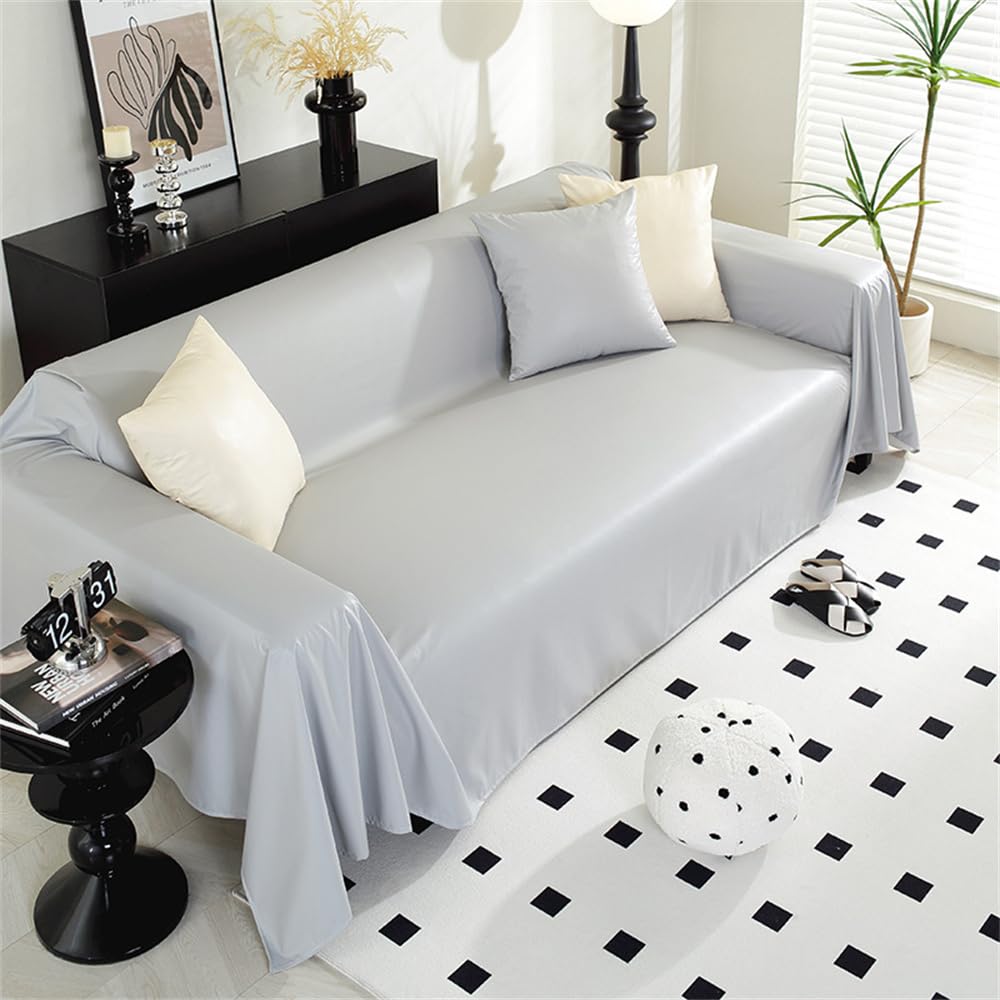 Highdi Throw for Sofa Large, PU Leather Soft Blanket Decorative Throw Blanket, 1 2 3 4 Seater Sofa Throws, Travel Nap Blanket for Chair Couch Bed and Armchair (180x340cm,Grey)
