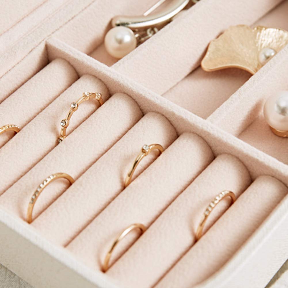 LLXYWJ Elegante Caja portátil de joyería de 2 Niveles, aretes, Estuche de Viaje, aretes de Almacenamiento, Caja de joyería, aretes, Anillo, Caja de Almacenamiento de joyería multifunción, Nombre del