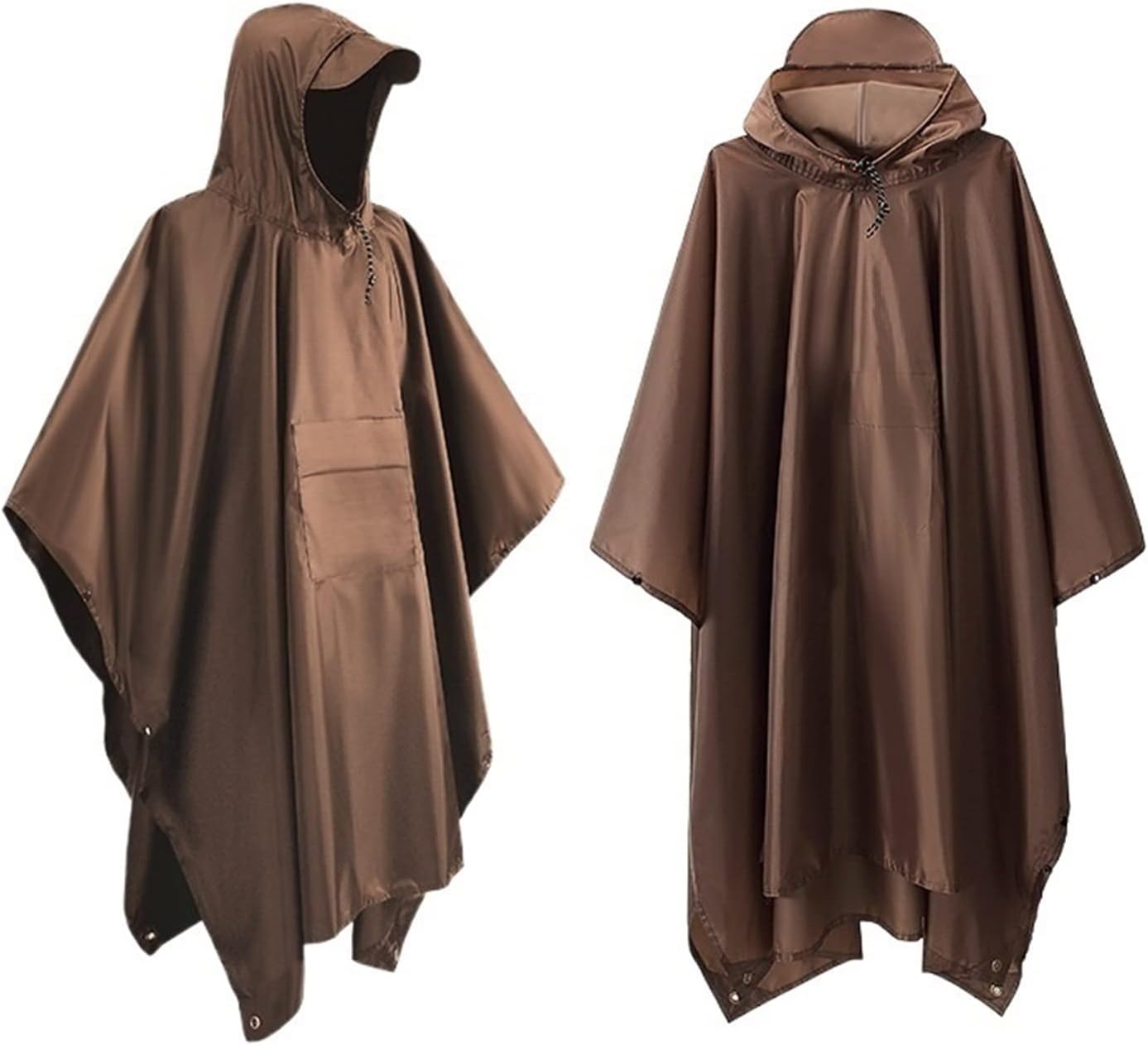 Raincoat Hooded Rain Poncho Impermeable Thickened Waterproof Raincoat for Men Women Tent Mat 3 in 1 Hiking (Color : Orange, Size : One Size)